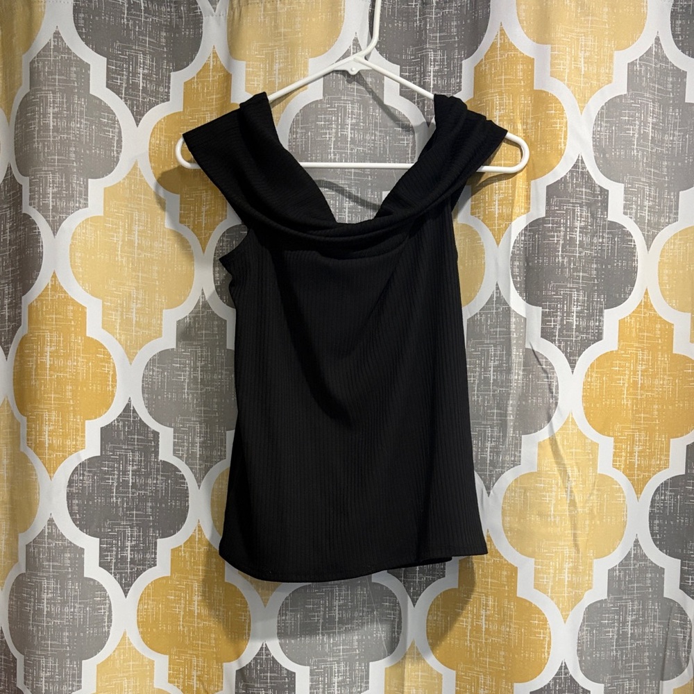 a new day Black Ribbed Off-Shoulder Cowl Neck Camisole